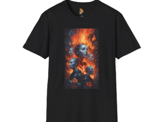 Fiery Spirit Unisex Softstyle T-Shirt - Bold Art Design for Empowerment and Expression