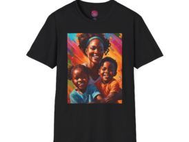 Family Love Vibrant Kids Portrait – Black Graphic Tee