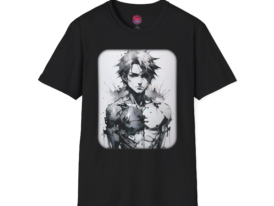 Artistic Anime Character Design – Black Graphic Tee