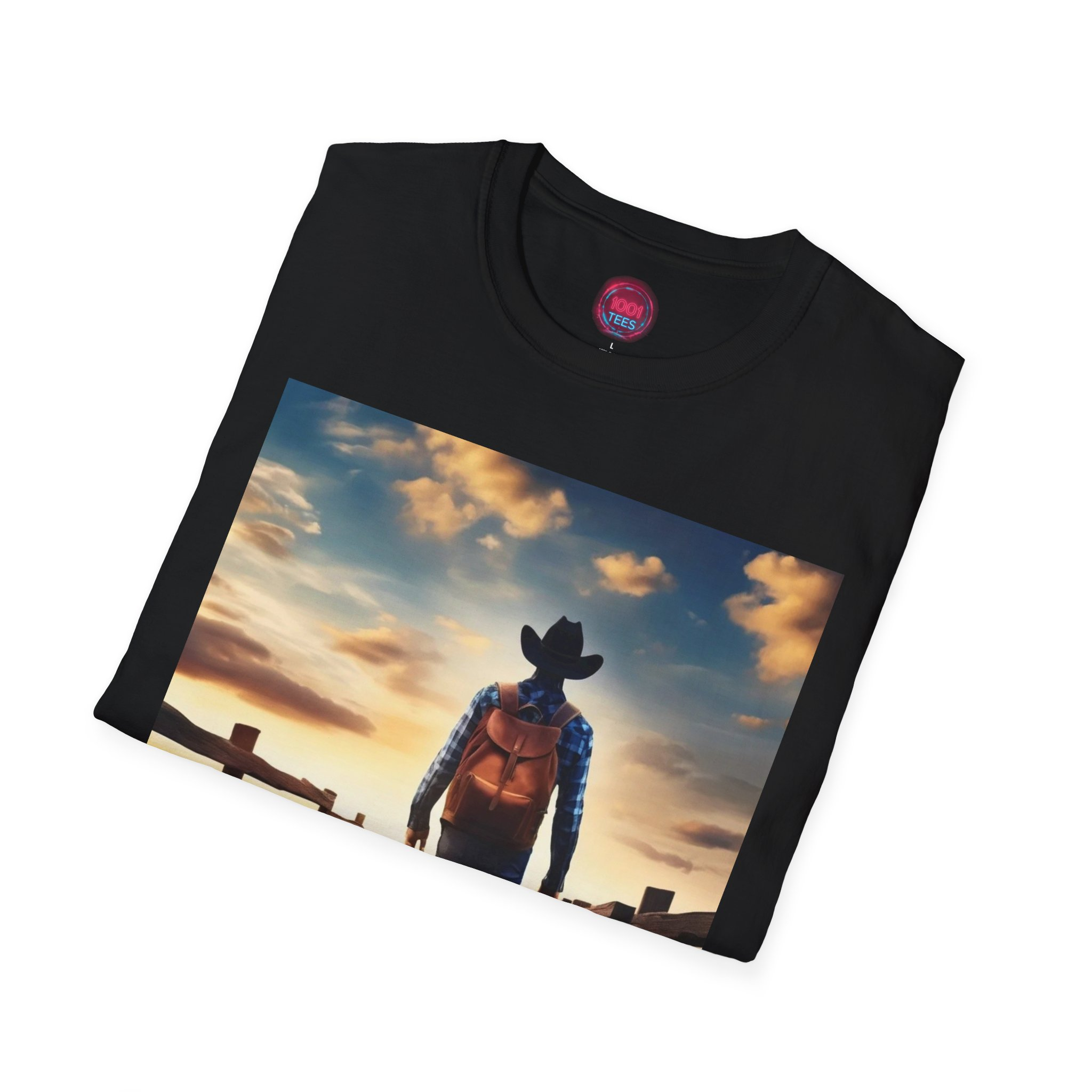 Adventure Awaits Cowboy T-Shirt - Unisex Softstyle Tee for Outdoors Enthusiasts - Image 4