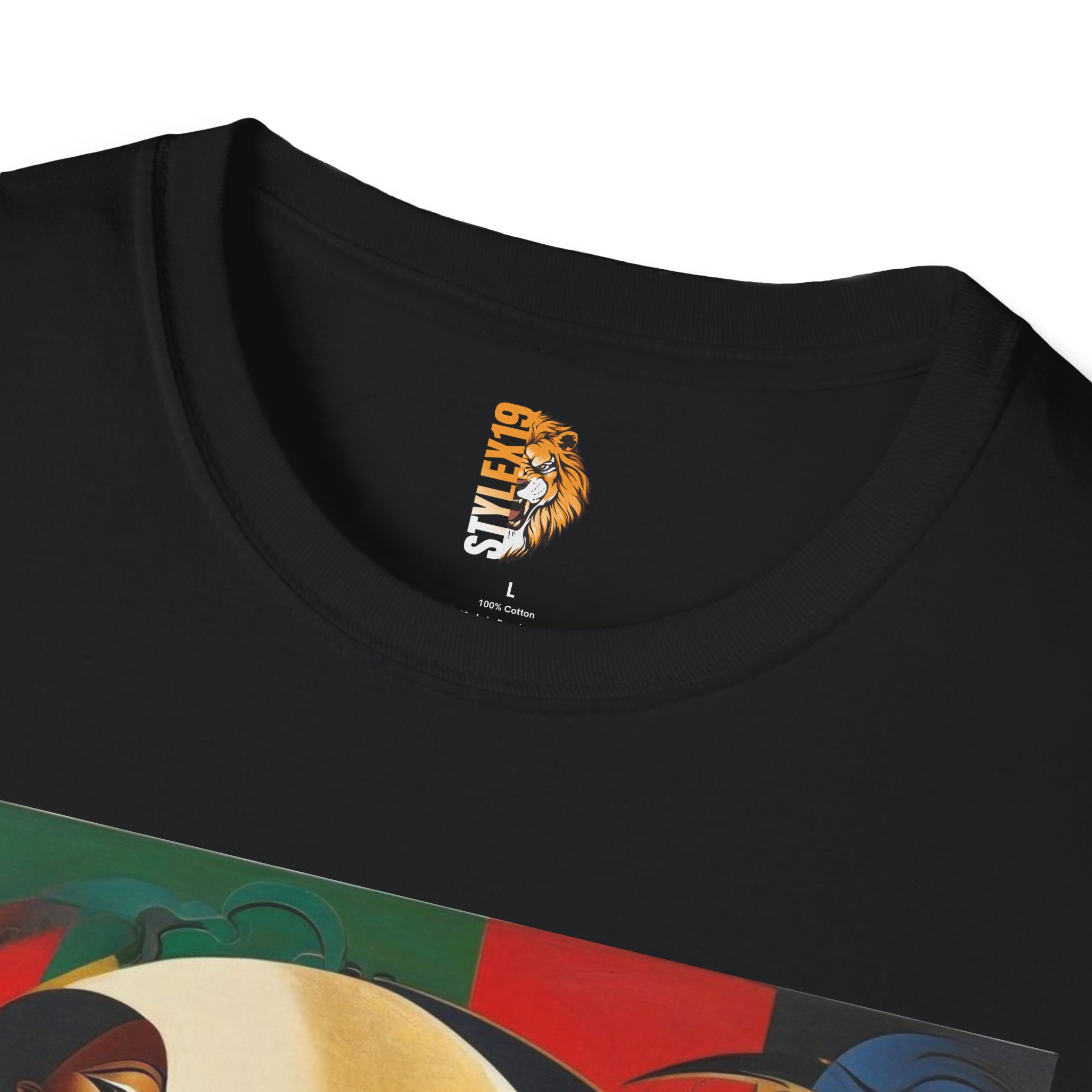 Artistic Love Unisex Softstyle T-Shirt - Colorful Couple Design - Image 3