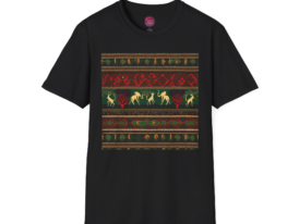 Festive Reindeer – Black Graphic Tee