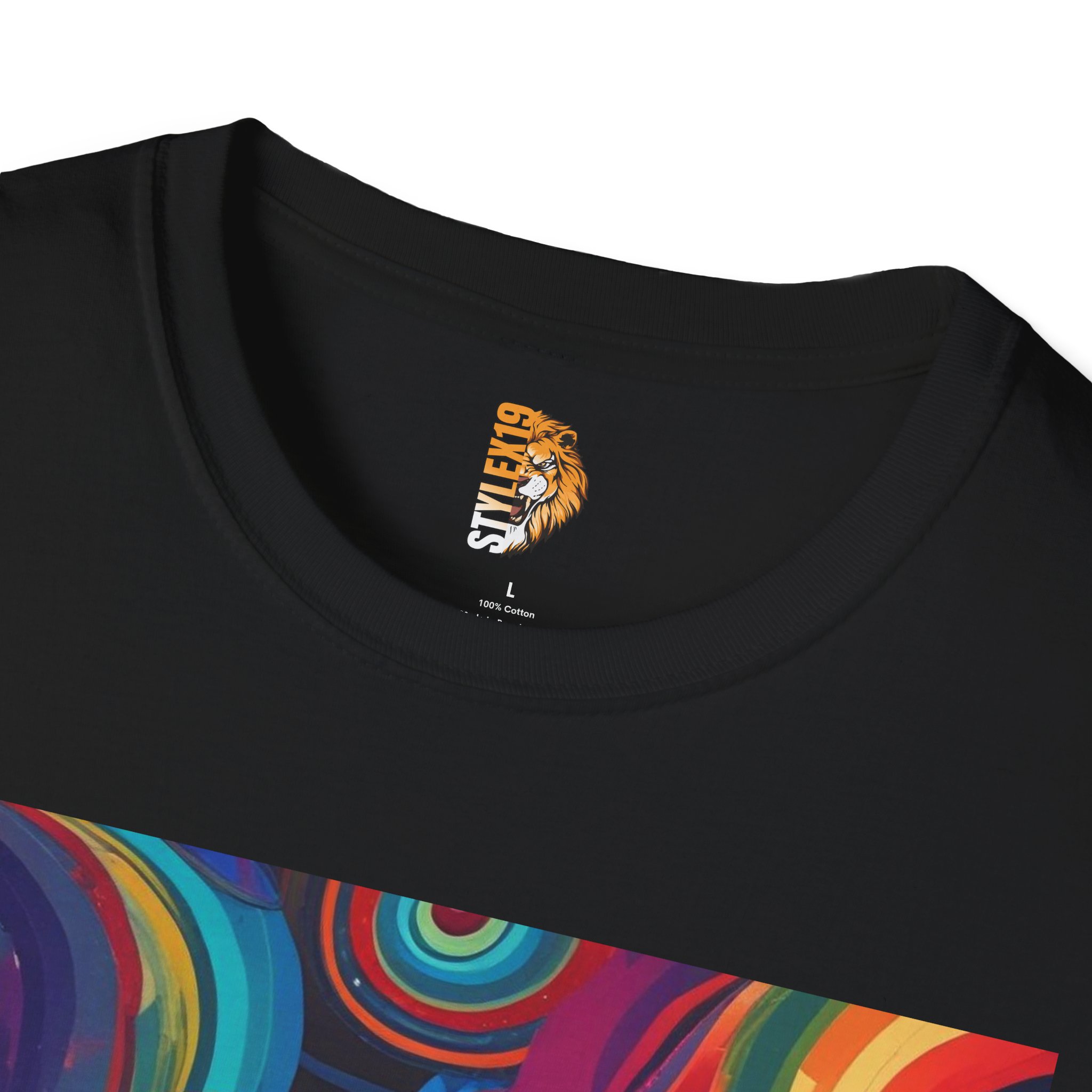 Vibrant Swirl Design Unisex Softstyle T-Shirt - Colorful Abstract Art Tee - Image 3