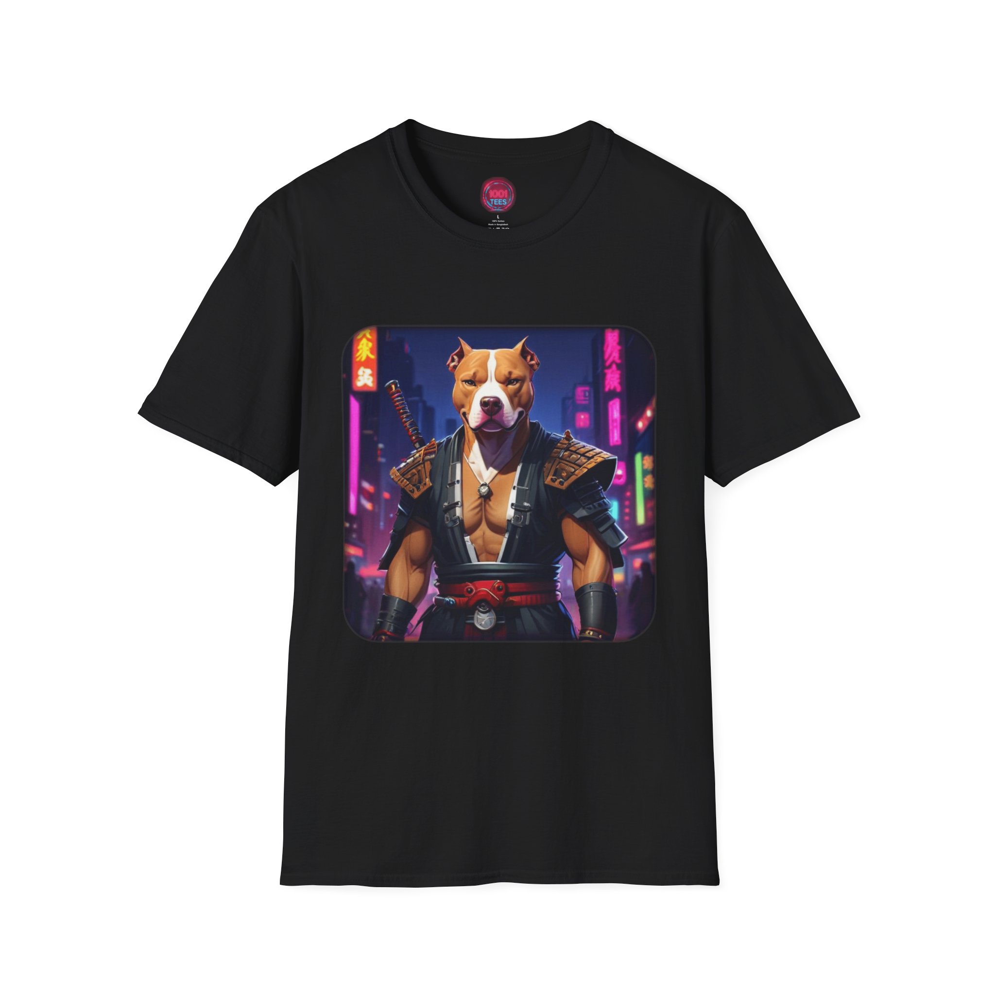 Samurai Dog Graphic T-Shirt - Unisex Softstyle Tee - Image 5
