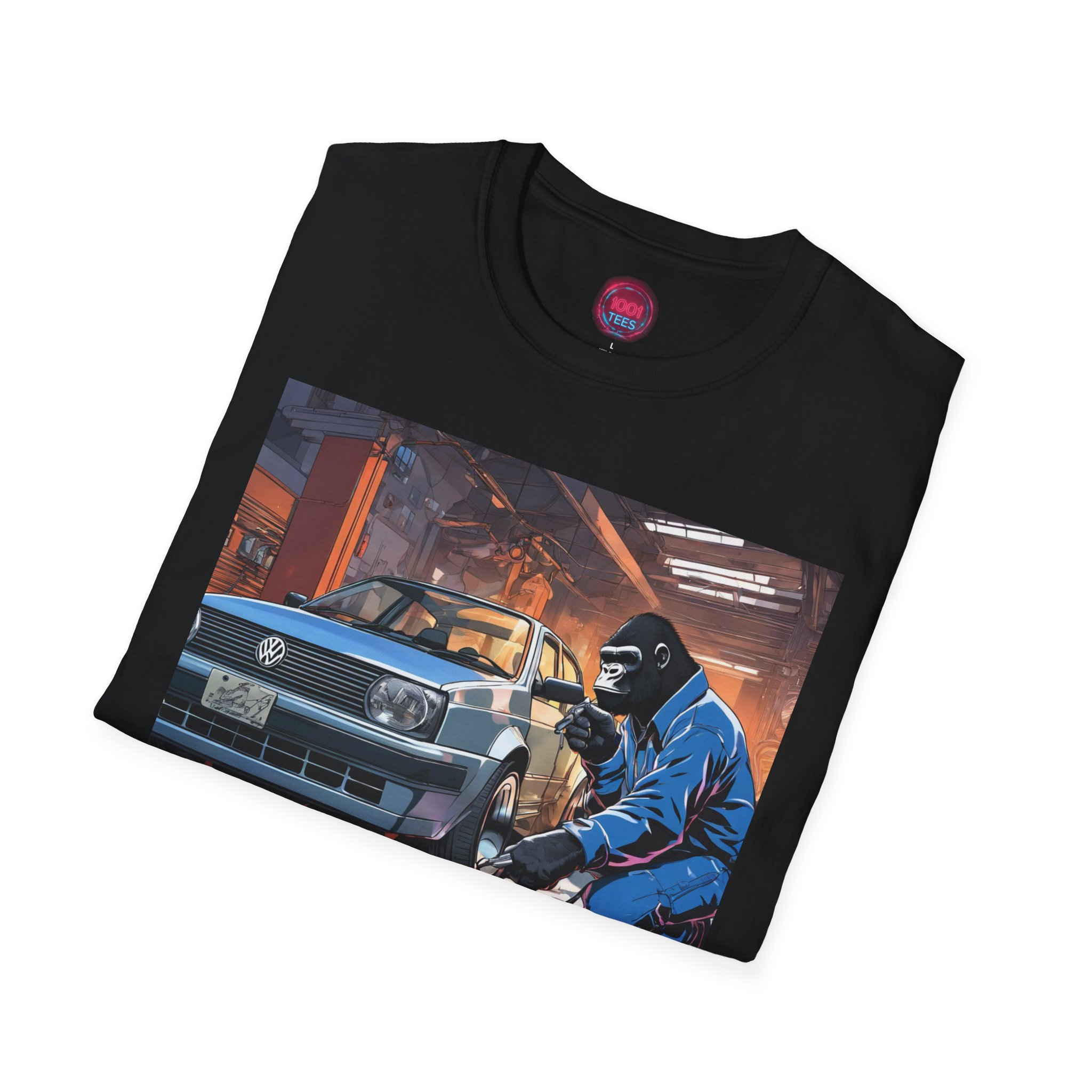 Retro Car Mechanic Graphic Unisex Softstyle T-Shirt - Image 4