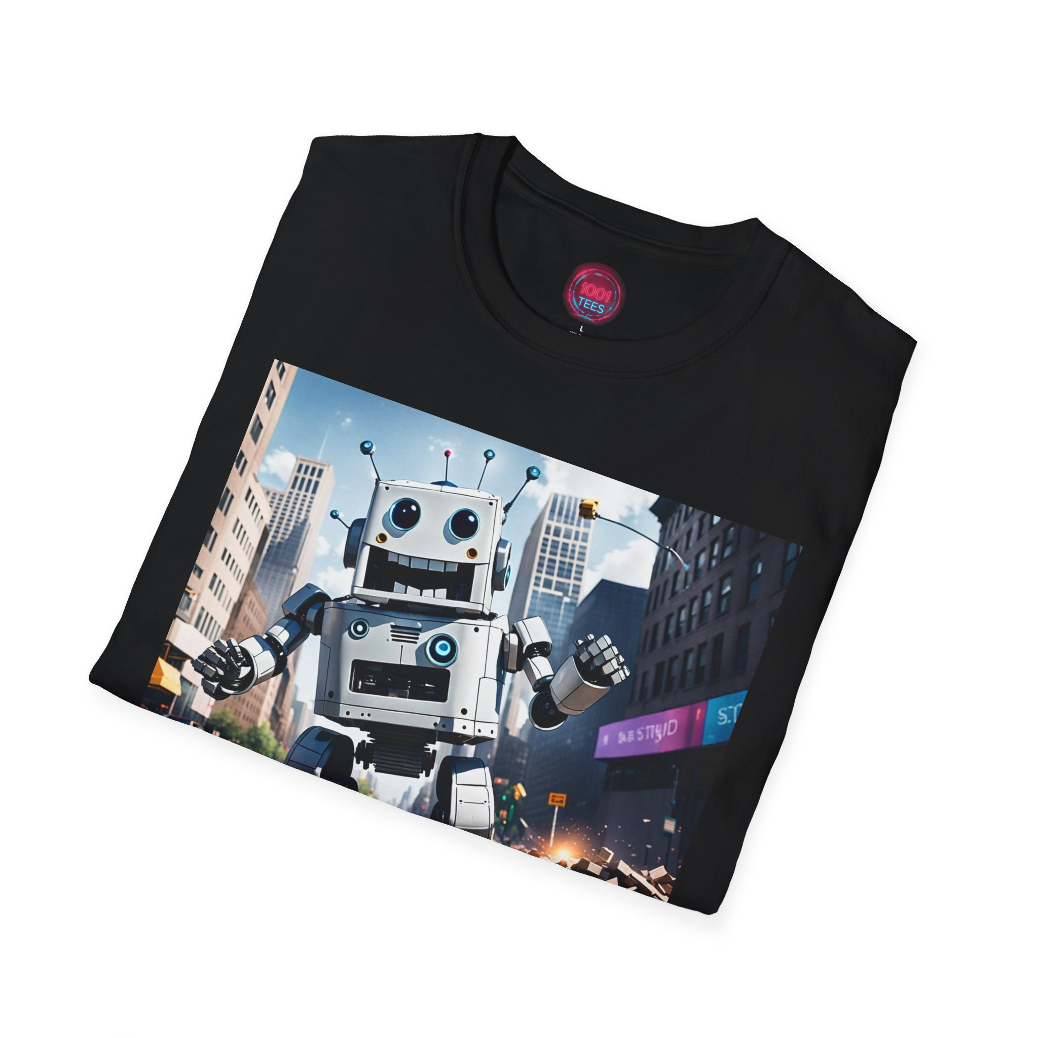 Retro Robot Graphic Unisex Softstyle T-Shirt - Image 4