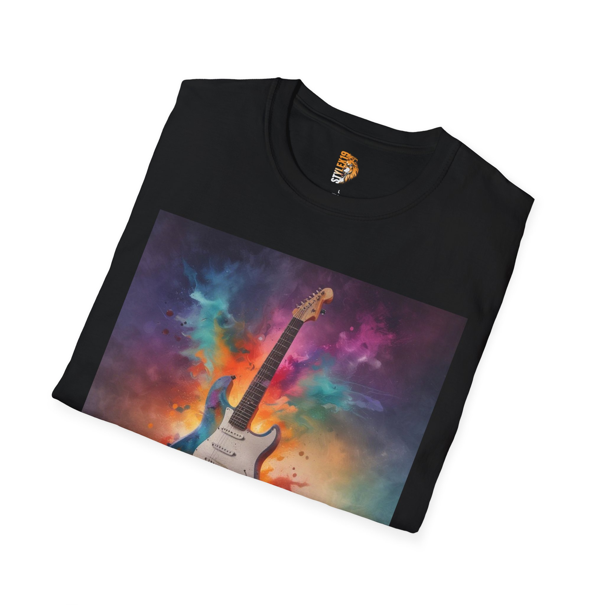 Vibrant Guitar Graphic Unisex Softstyle T-Shirt - Image 4