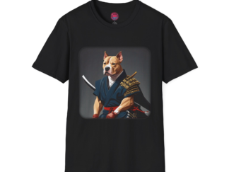 Samurai Dog Unisex Softstyle T-Shirt - Unique Graphic Tee for Pet Lovers