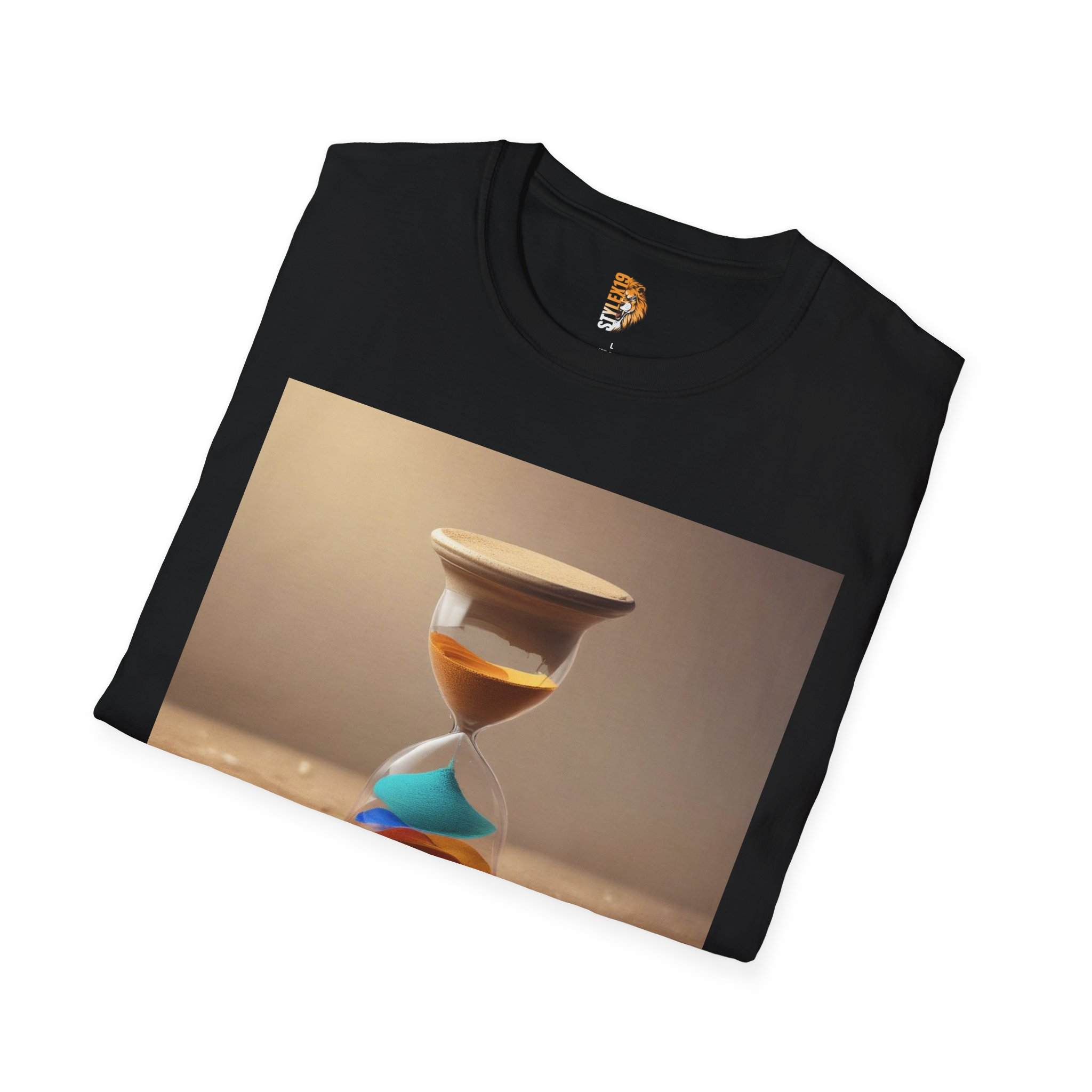 Time Flow Unisex Softstyle T-Shirt - Unique Hourglass Design - Image 4