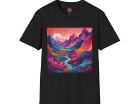 Vibrant Mountain Sunset Nature Lover's Tee – Black Graphic Tee