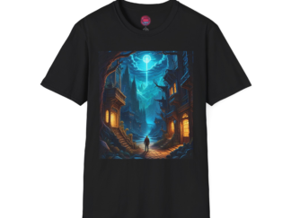 Mystical Cityscape Unisex Softstyle T-Shirt - Perfect for Adventure Lovers