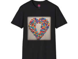 Colorful Heart Puzzle – Black Graphic Tee