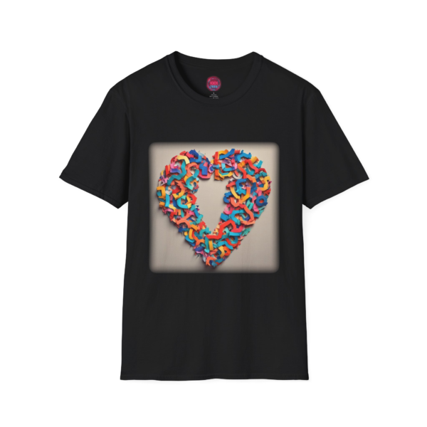 Colorful Heart Puzzle Unisex Softstyle T-Shirt - Perfect for Gifts and Celebrations