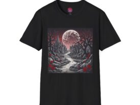 Mystical Forest Moonlit Path Design – Black Graphic Tee