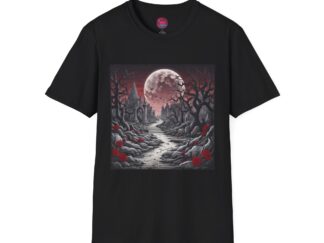 Mystical Forest Unisex Softstyle T-Shirt - Moonlit Path Design