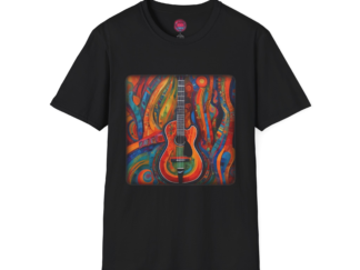 Vibrant Guitar Art Unisex Softstyle T-Shirt – Perfect for Music Lovers
