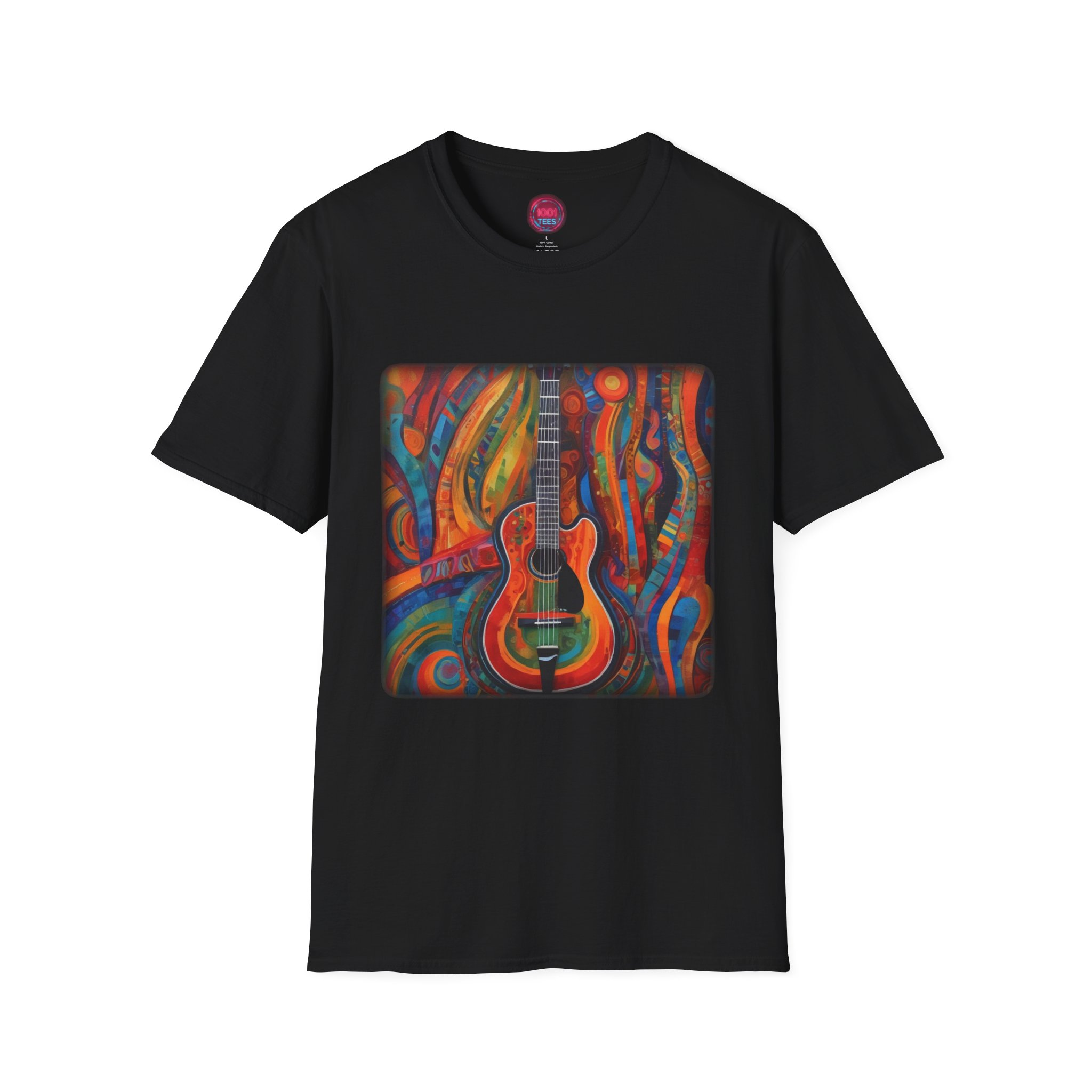 Vibrant Guitar Art Unisex Softstyle T-Shirt – Perfect for Music Lovers