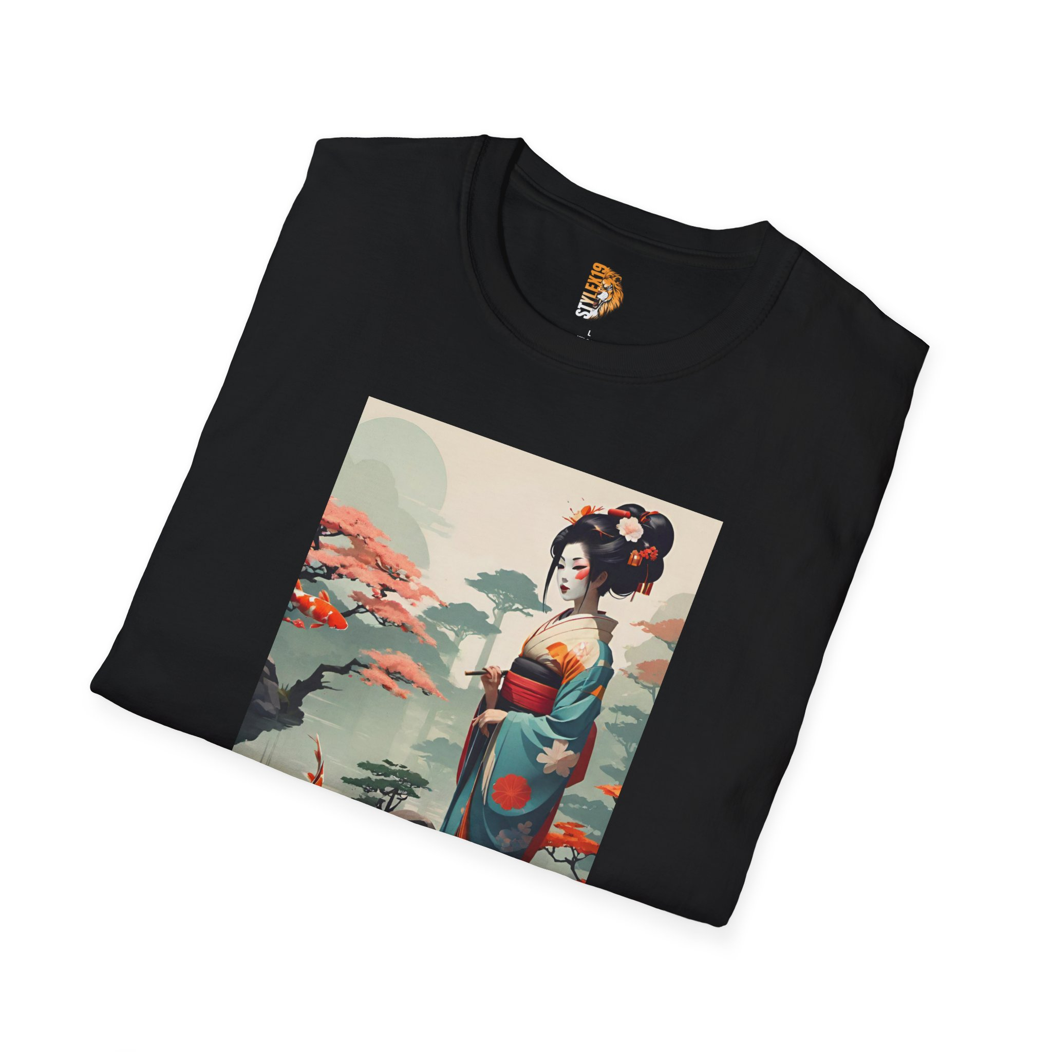 Serene Japanese Art Unisex Softstyle T-Shirt - Perfect for Cultural Celebrations - Image 4