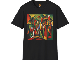 Abstract Art Colorful Geometric Design – Black Graphic Tee