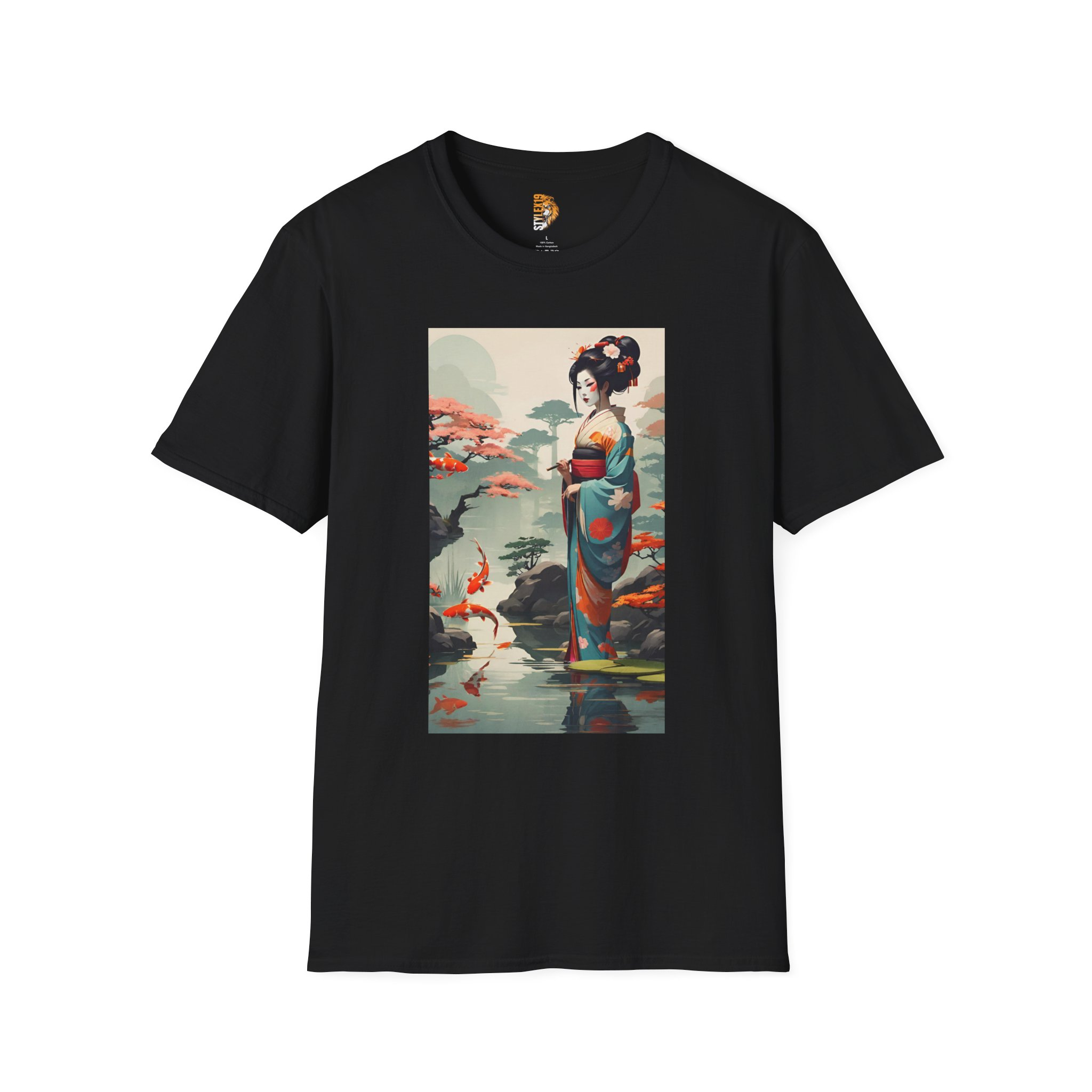 Serene Japanese Art Unisex Softstyle T-Shirt - Perfect for Cultural Celebrations