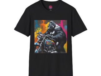 Unisex Gorilla Motorcycle Graphic T-Shirt - Bold Art for Biker Fans