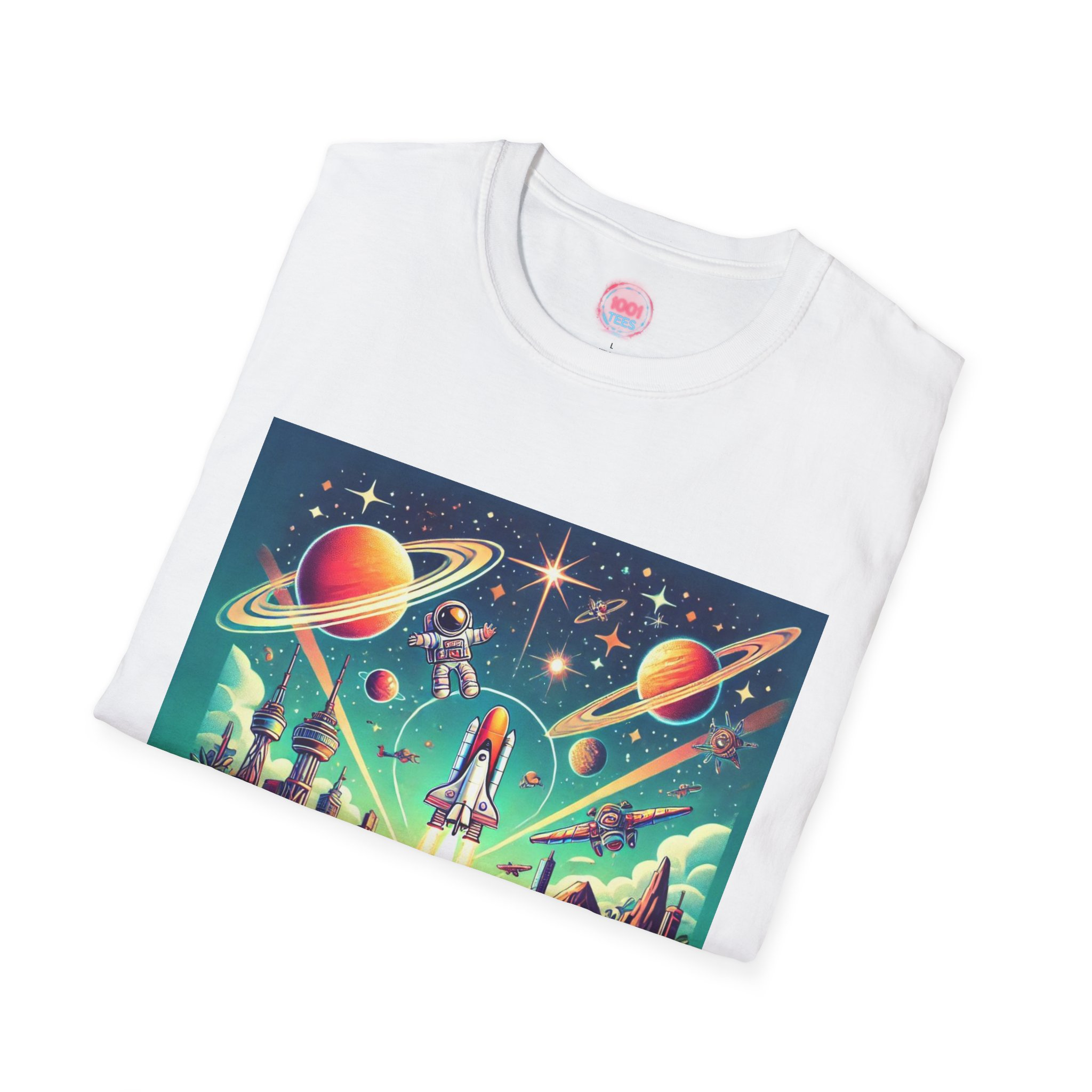 Cosmic Adventure Unisex T-Shirt - Fun Retro Space Design - Image 4