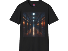 Mysterious Hallway Dark Vibe Artwear – Black Graphic Tee