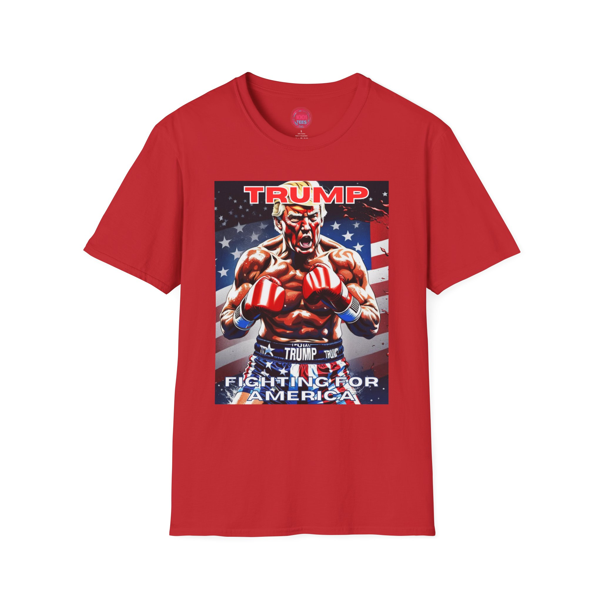 Patriotic Unisex Softstyle T-Shirt - "Trump: Fighting for America" - Image 13