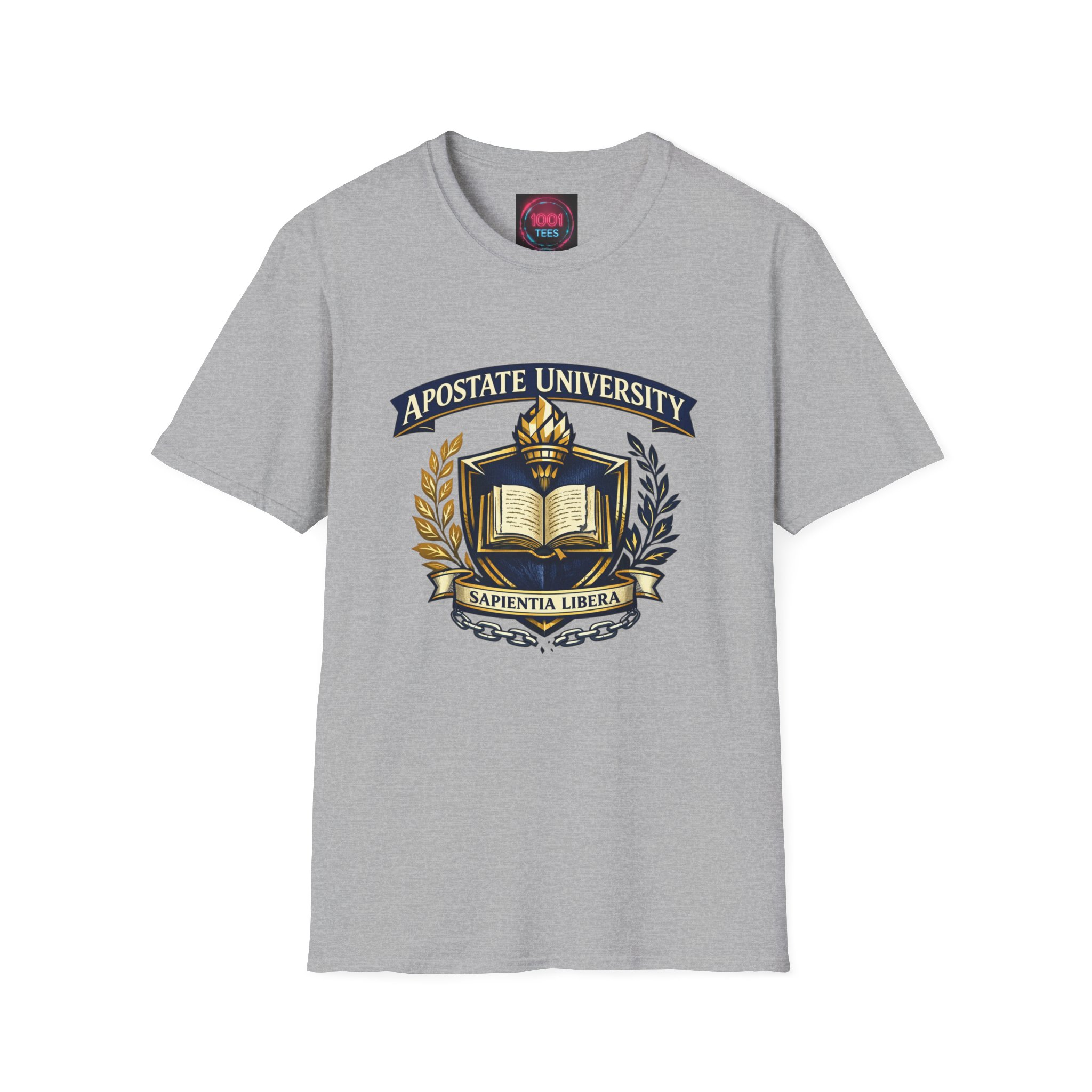 Apostate University Crest T-Shirt — Sapientia Libera Collegiate Tee - Image 2