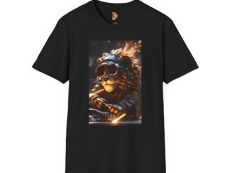 "Cool Welder Lion" Unisex Softstyle T-Shirt - Perfect for Music Lovers & Festivals