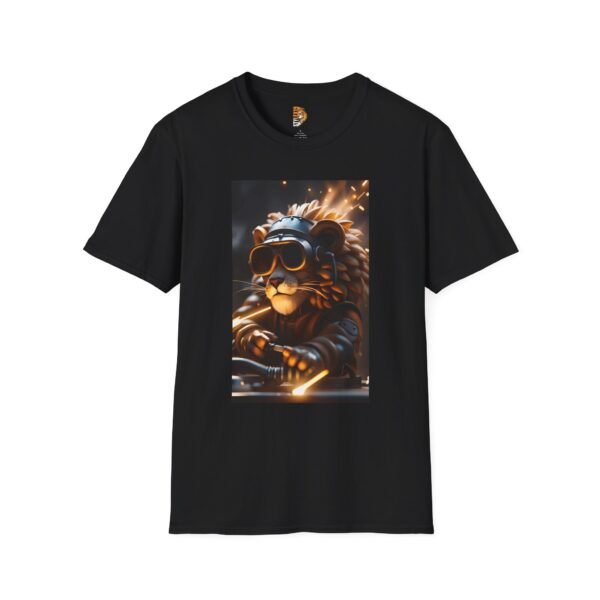 "Cool Welder Lion" Unisex Softstyle T-Shirt - Perfect for Music Lovers & Festivals