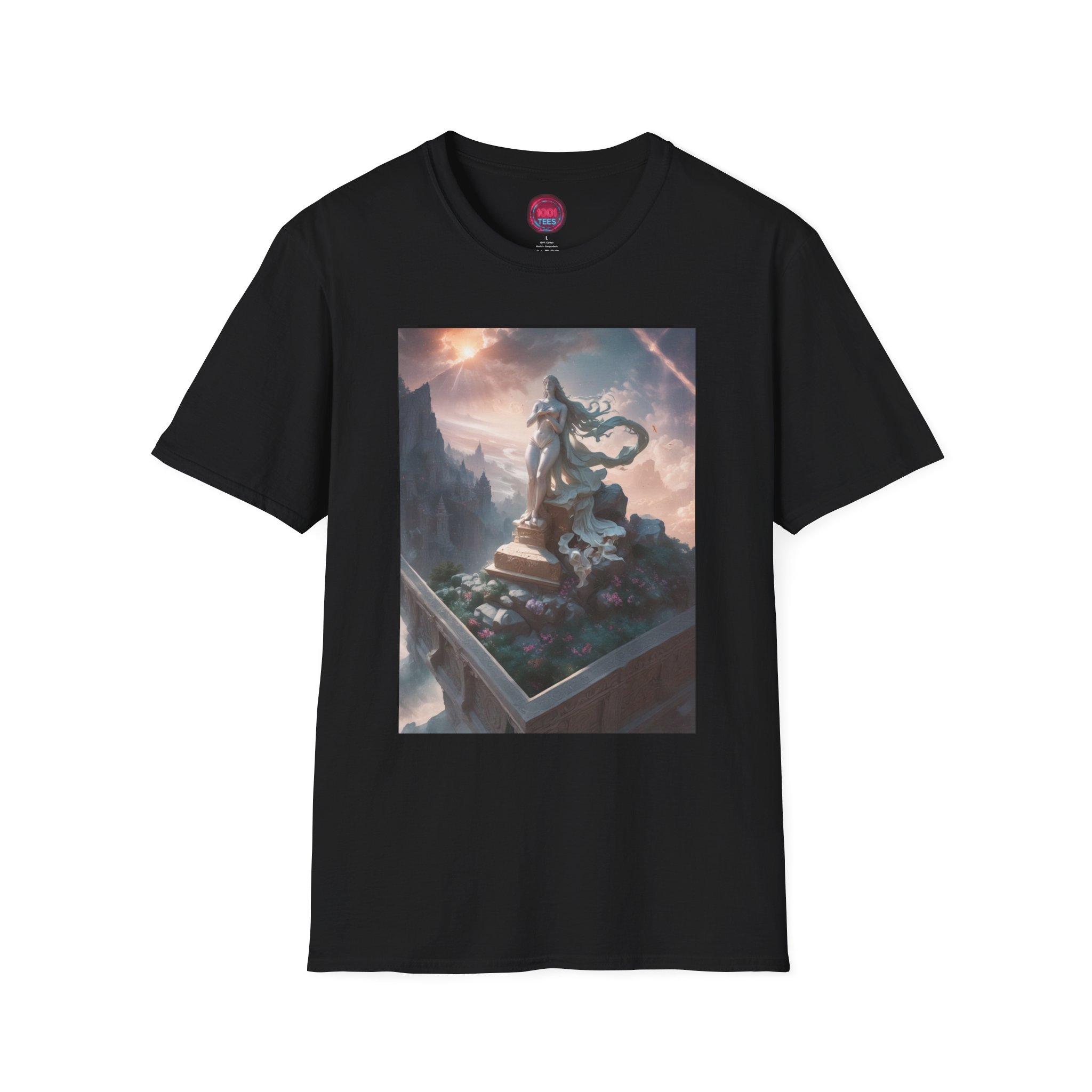 Mystical Statue Unisex Softstyle T-Shirt - Dreamy Art Design for Art Lovers