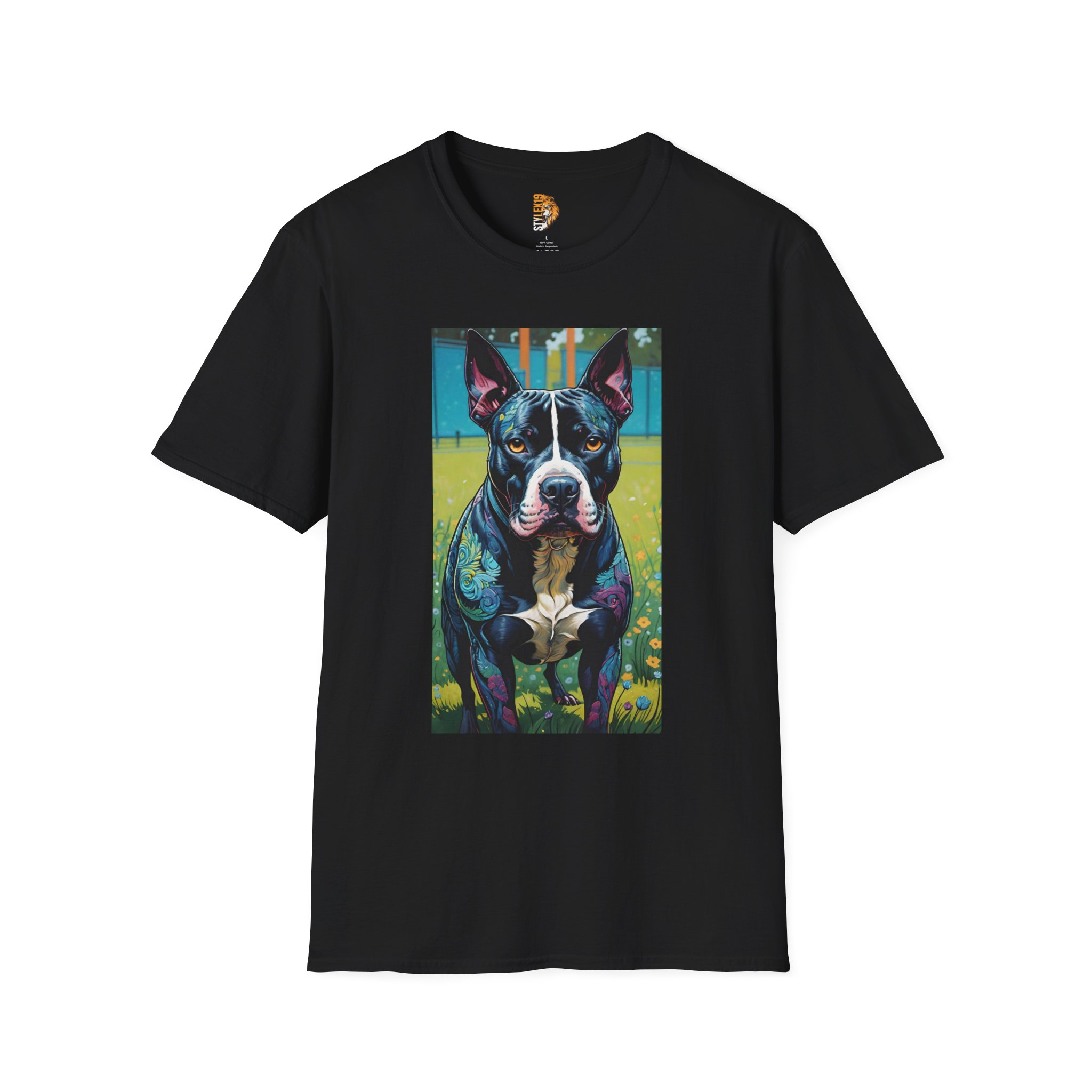 Colorful Dog Art Unisex Softstyle T-Shirt - Perfect for Pet Lovers