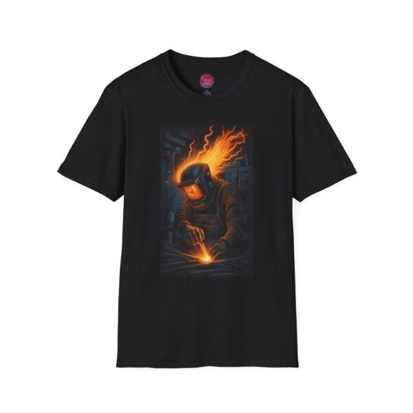 Welding Enthusiast T-Shirt | Unisex Softstyle Graphic Tee with Fiery Design