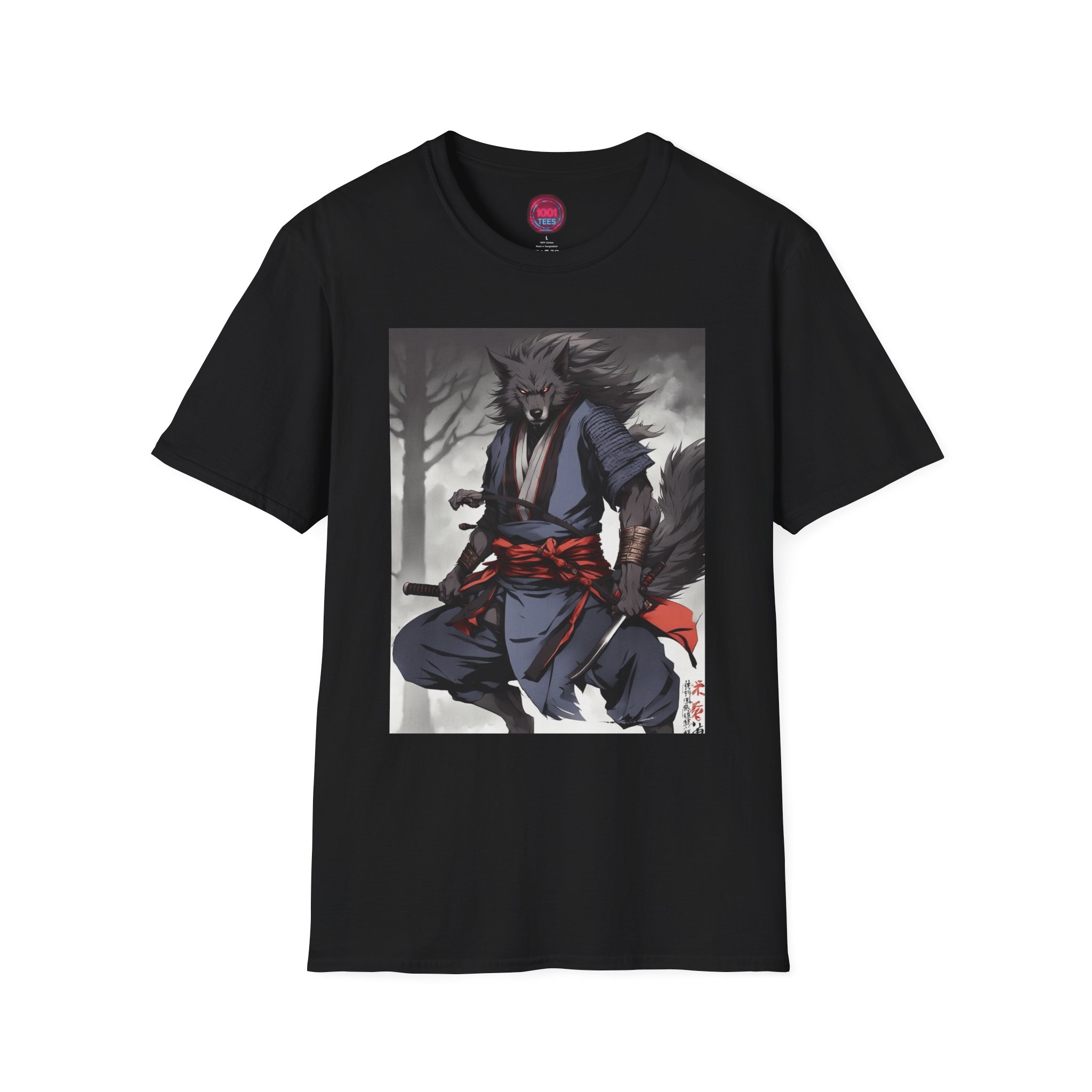 Wolf Samurai Graphic Unisex Softstyle T-Shirt - Anime Inspired
