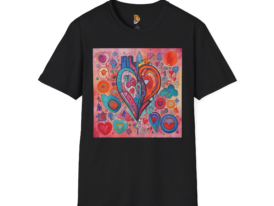 Colorful Heart Art Trendy Gift for Loved Ones – Black Graphic Tee