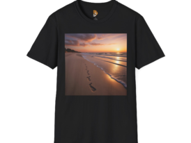 Beach Footprints Relaxed Island Vibe – Black Graphic Tee