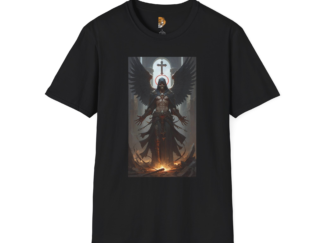 Angelic Warrior Graphic Unisex Softstyle T-Shirt - Dark Fantasy Design