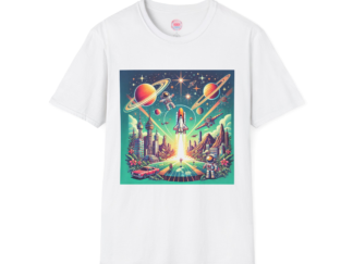 Cosmic Adventure Unisex T-Shirt - Fun Retro Space Design