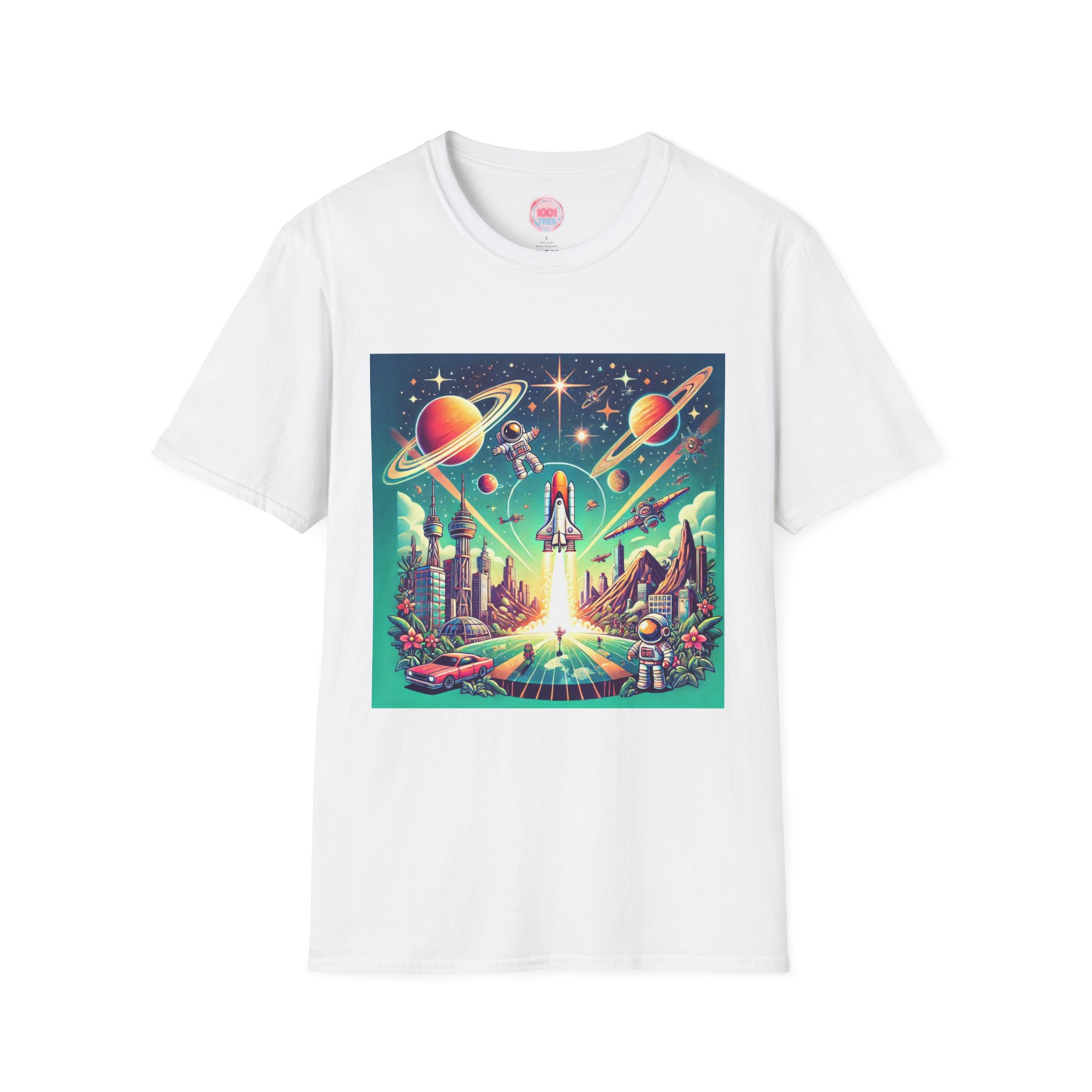 Cosmic Adventure Unisex T-Shirt - Fun Retro Space Design