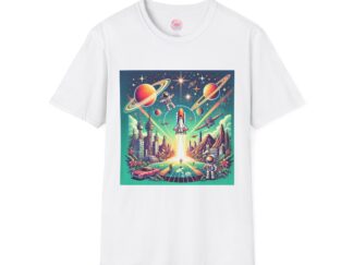 Cosmic Adventure Unisex T-Shirt - Fun Retro Space Design
