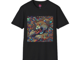 Vibrant Leopard Graphic T-Shirt for Nature Lovers – Black Graphic Tee