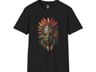 Tribal Leaf Mask Unisex Softstyle T-Shirt - Vibrant Nature-Inspired Design