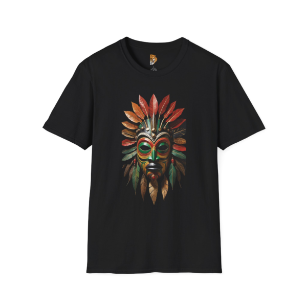 Tribal Leaf Mask Unisex Softstyle T-Shirt - Vibrant Nature-Inspired Design