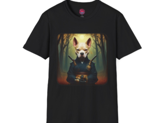 Samurai Dog Unisex Softstyle T-Shirt - Unique Animal Graphic Tee for Dog Lovers