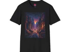 Mystical Nightscape Artistic Urban Vibes – Black Graphic Tee