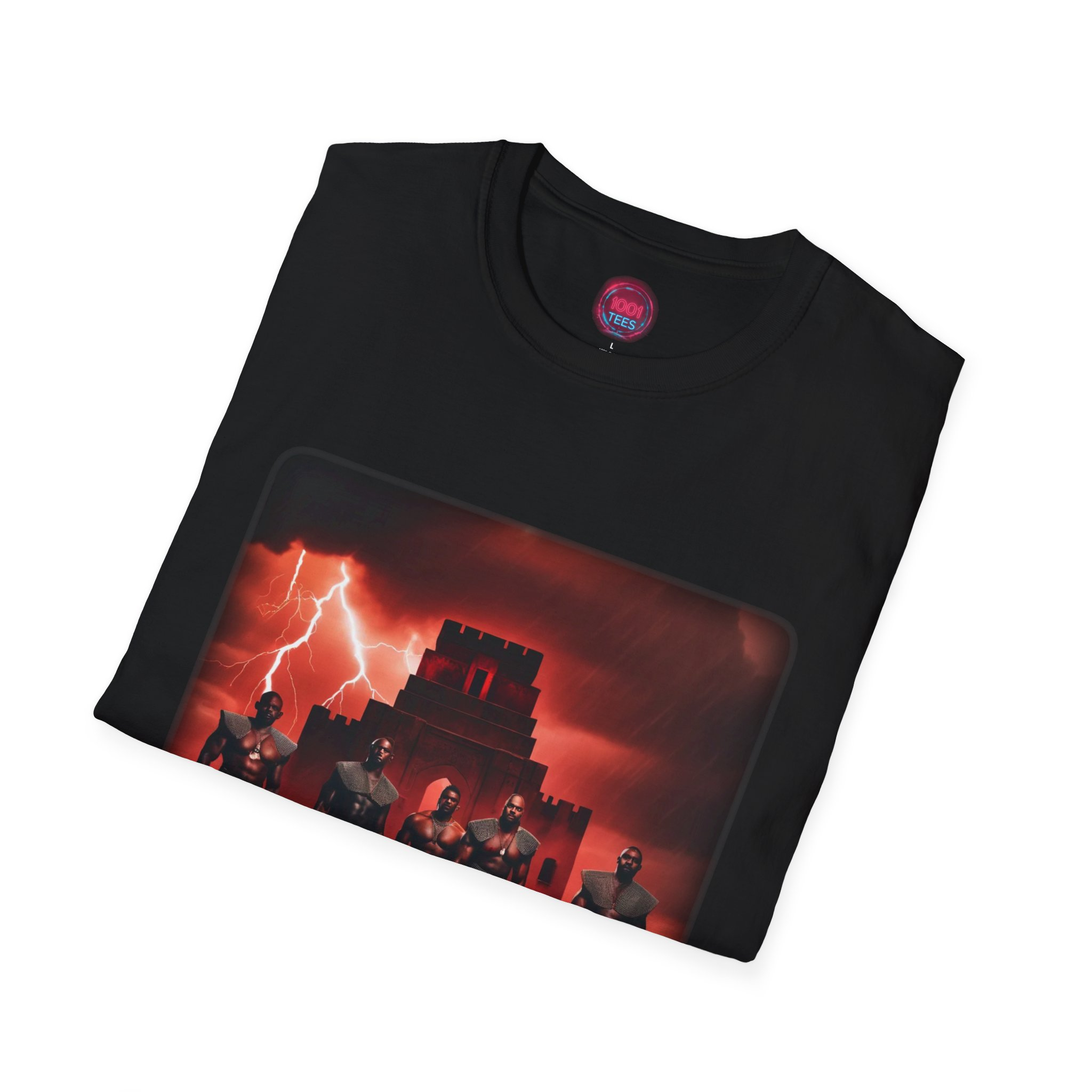 Unisex Softstyle T-Shirt - Bold Lightning Castle Graphic Tee - Image 4