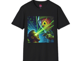 Retro Sci-Fi Eye-catching Graphic Design for Tech Lovers – Black Graphic Tee