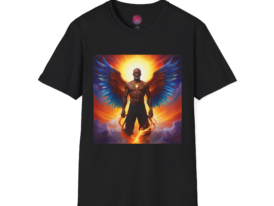 Epic Winged Warrior Bold Fantasy – Black Graphic Tee