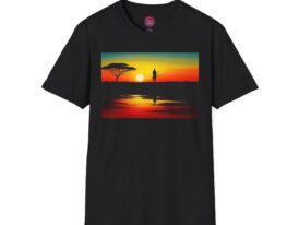Sunset Silhouette Vibrant Nature Tee for Outdoor Lovers – Black Graphic Tee